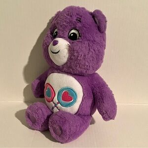 Pre-Owned Care Bears Basic Fun! Purple Share Bear Hearts 15" Lollipop Plush